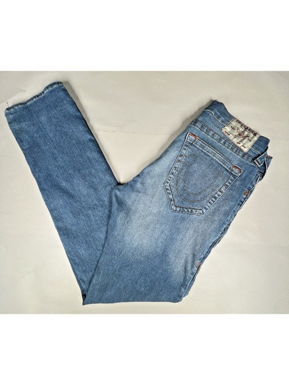 True Religion Men's Rocco Relaxed Skinny Jeans 32 x 32 Medium Wash Stretch